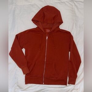 Fall Orange Full-Zip Fleece Hoodie Size M Women's